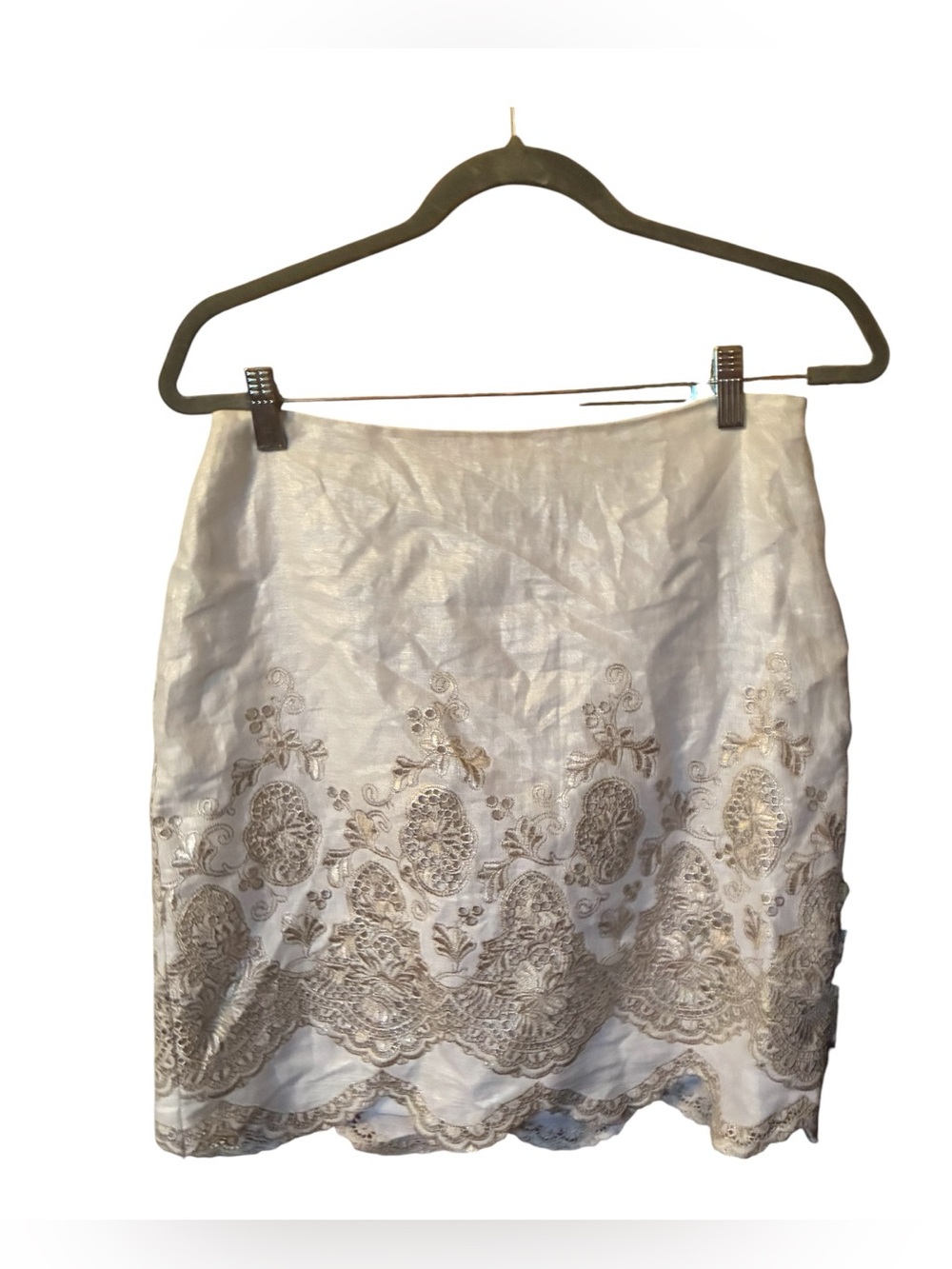 NWT ANN TAYLOR 100% LINEN EMBROIDERED SKIRT SIZE 6P
